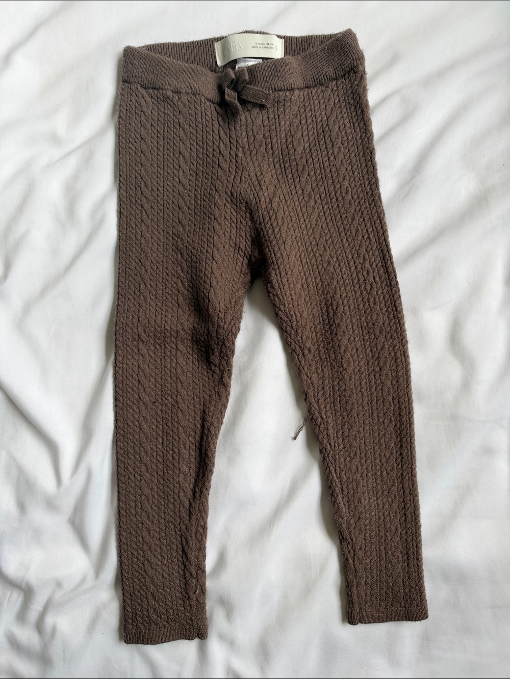 Zara Brown Cable Knit Leggings